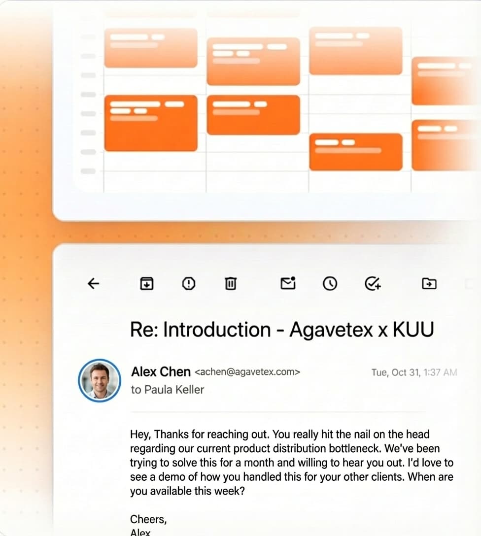 Email conversation example showing AI-powered outreach